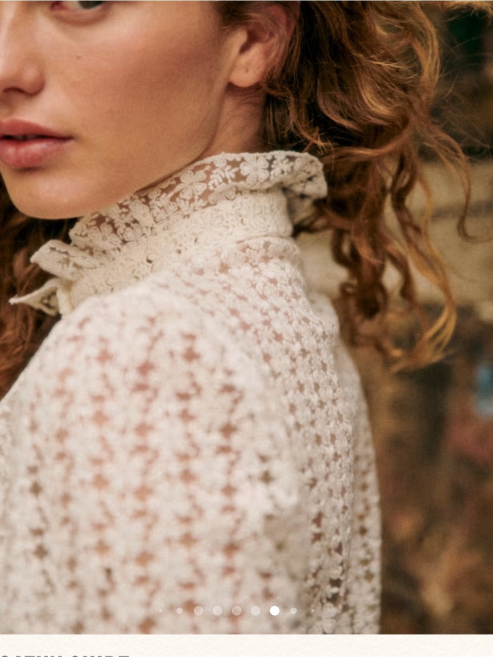 Sezane Ivory Floral Lace Button-Down Shirt - Picture 3 of 5